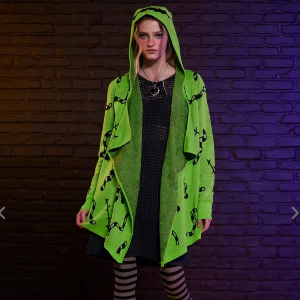 Disney Green Hooded Cardigan with Black Accents